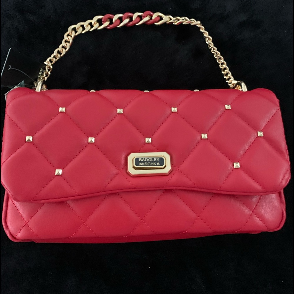 BADGLEY MISCHKA RED HANDBAG WITH GOLD HARDWARE